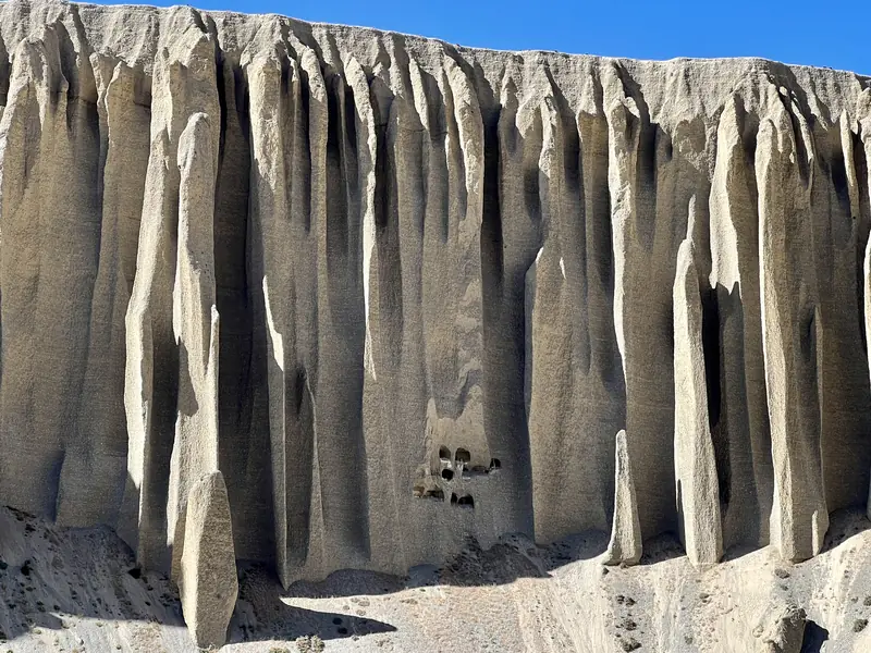 Ancient cliff caves near Yara, Upper Mustang