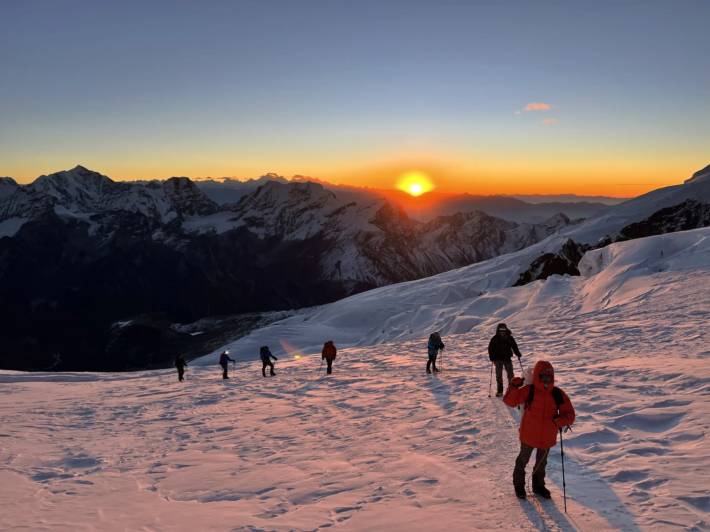 Sunrise on the Mera Peak summit push